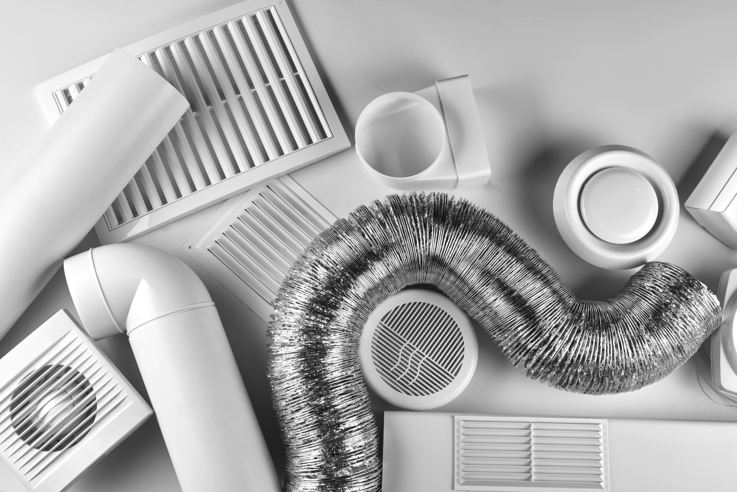 ventilation system components on white background top view